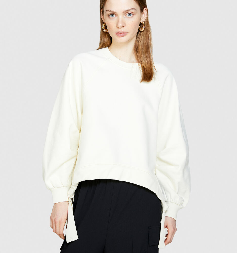 Oversized sweatshirt with drawstring - women's sweatshirts - Creamy White | Sisley image number 4